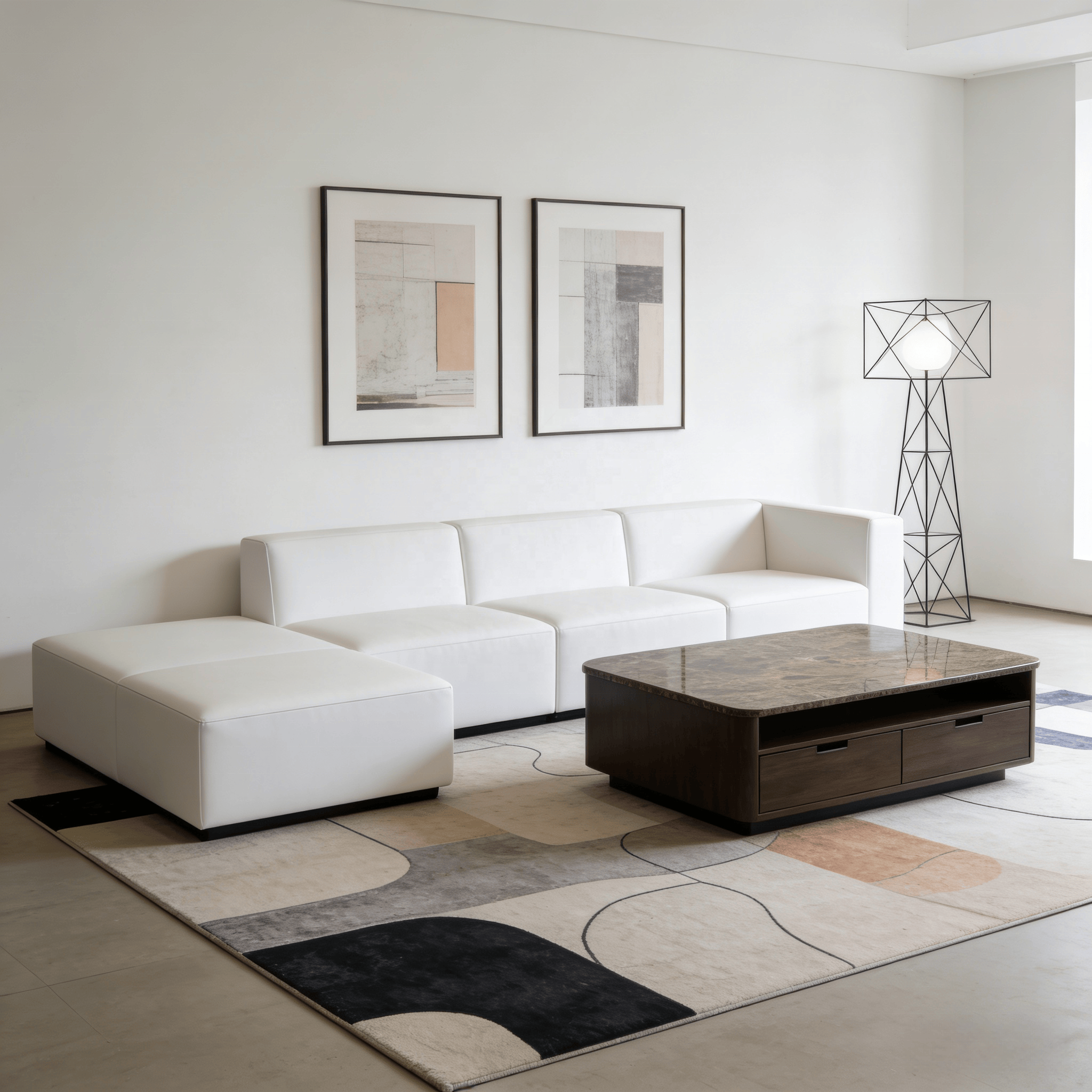 Table Basse Moderne en Marbre Naturel avec Tiroirs – Design Luxe Salon