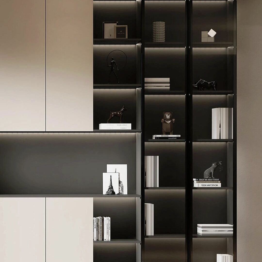 Bibliothèque Murale Modulaire Premium avec Éclairage LED