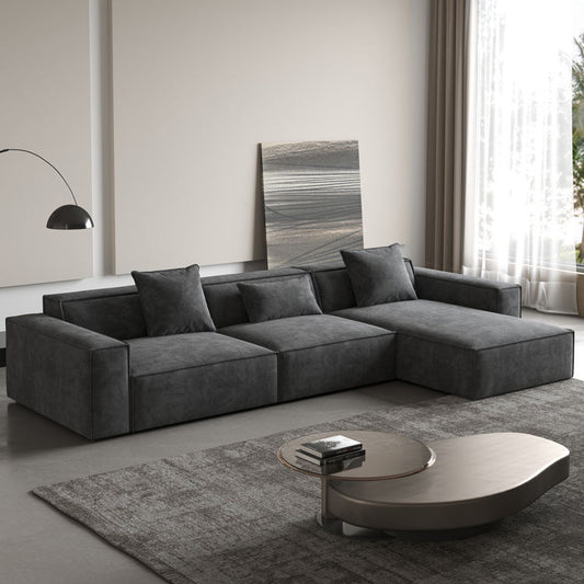 Canapé Modulaire d'Angle en Tissu, Forme en L