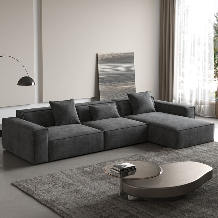 Canapé Modulaire d'Angle en Tissu, Forme en L
