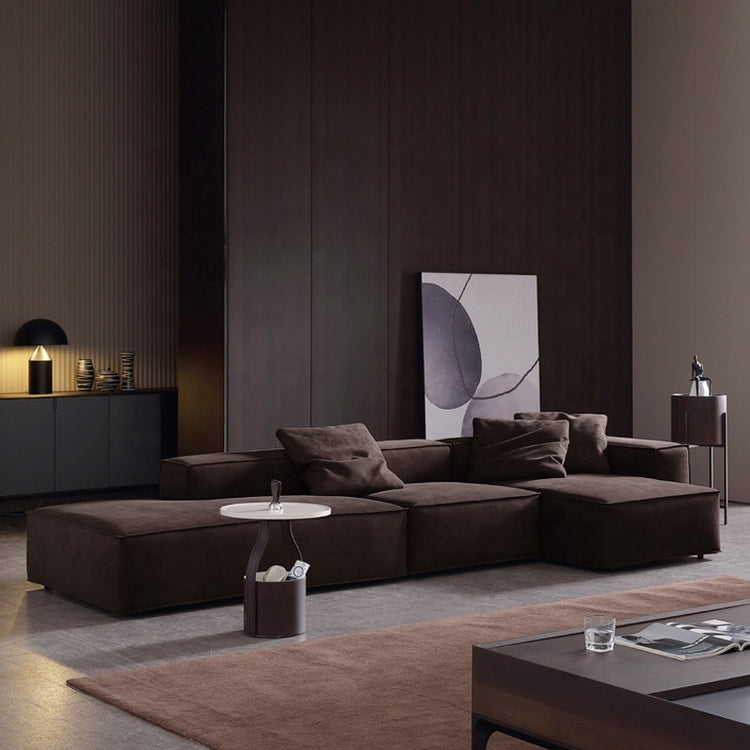 Canapé Modulaire d'Angle en Tissu, Forme en L