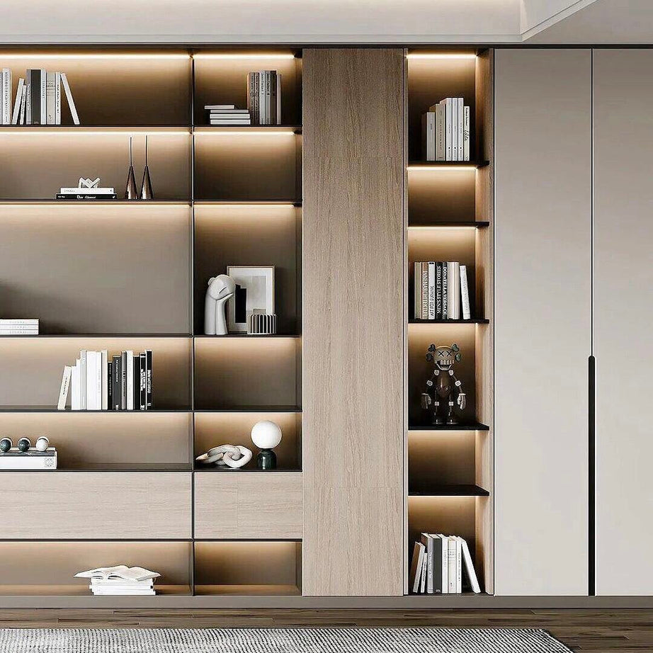 Bibliothèque Murale Modulaire Premium avec Éclairage LED