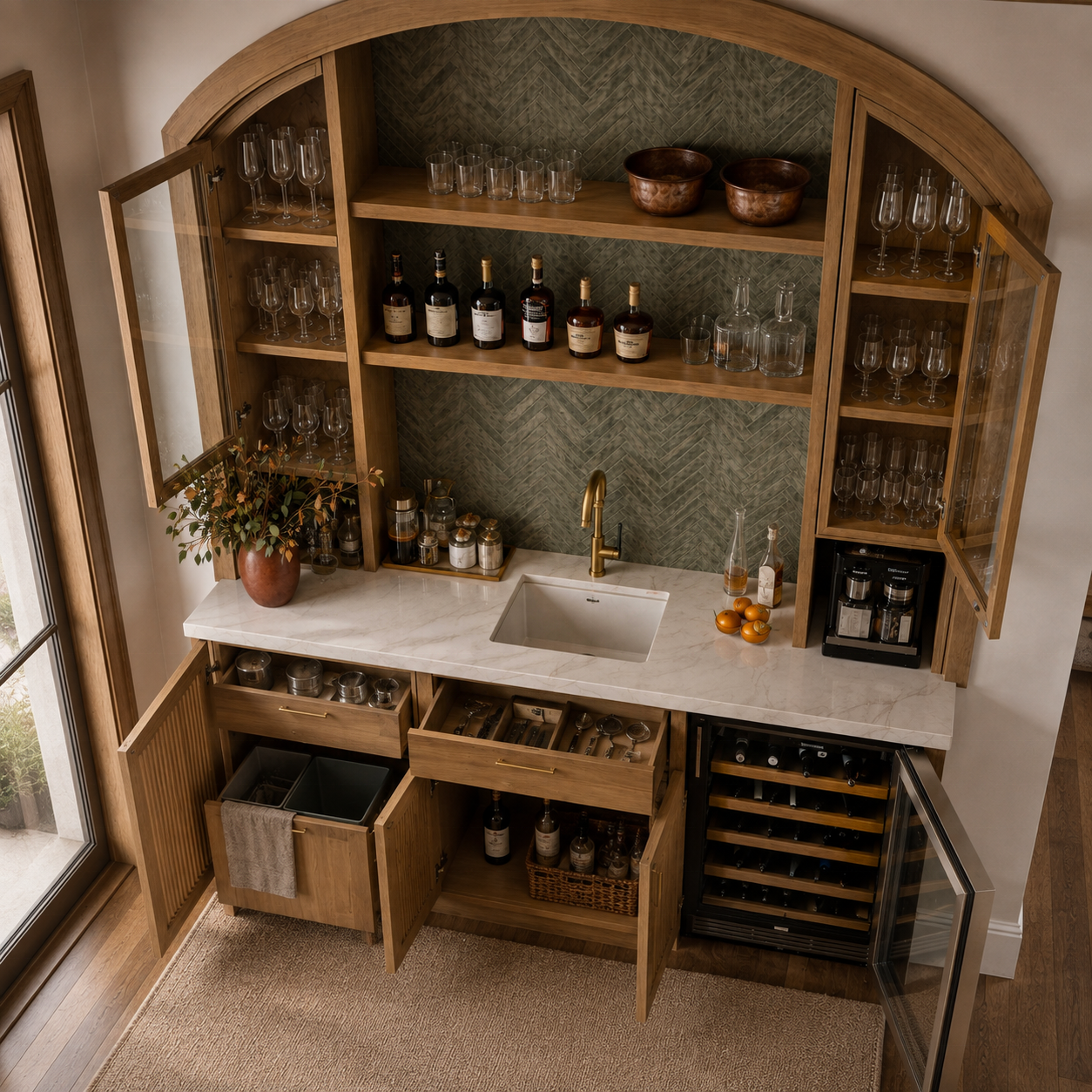 Bar Encastré Premium avec Cave à Vin Intégrée