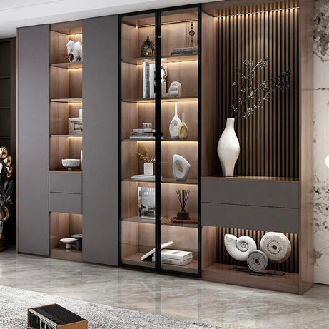 Bibliothèque Murale Modulaire Premium avec Éclairage LED