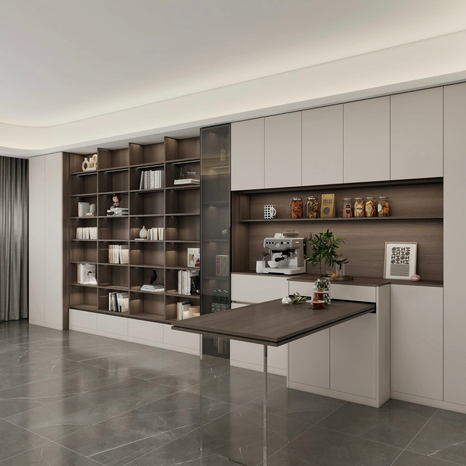 Bibliothèque Murale Modulaire Premium avec Éclairage LED