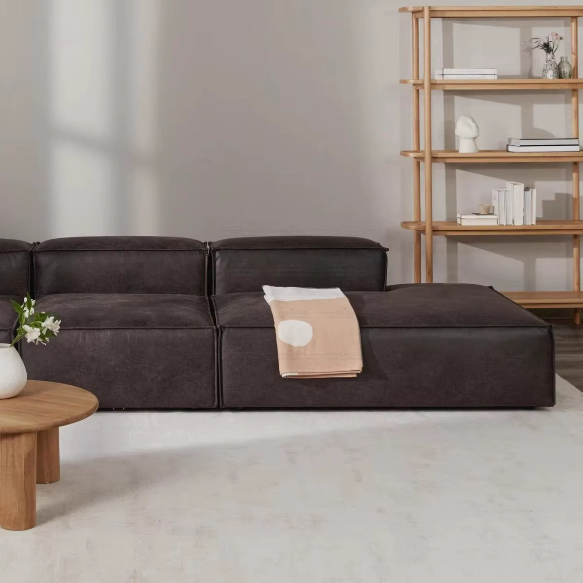 Canapé Modulaire d'Angle en Tissu, Forme en L