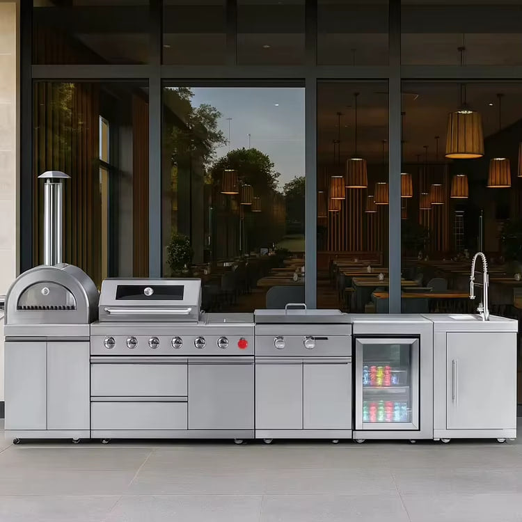 Cuisine Extérieure Inox Premium avec Barbecue Intégré