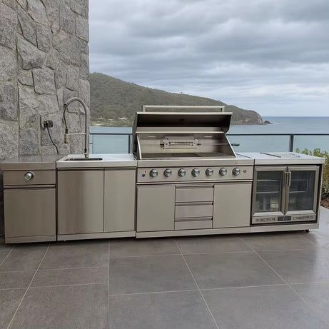 Cuisine Extérieure Inox Premium avec Barbecue Intégré