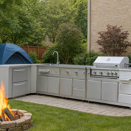 Cuisine Extérieure Inox Premium avec Barbecue Intégré