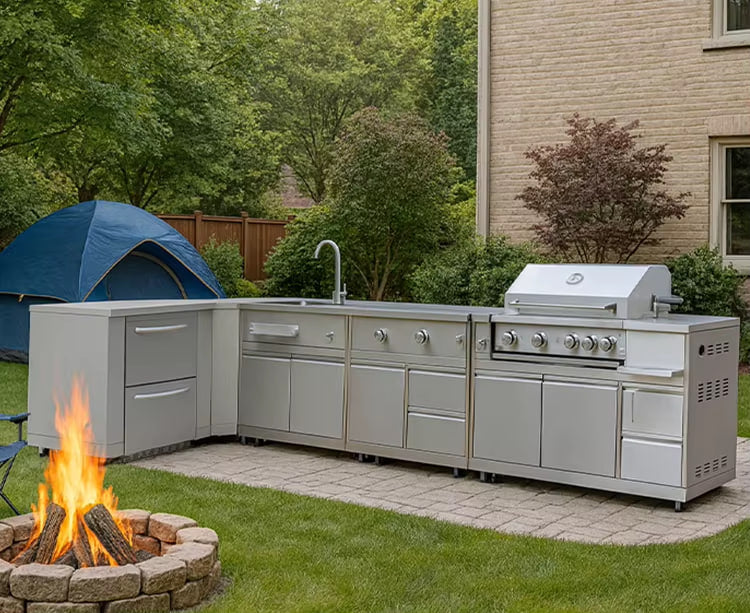 Cuisine Extérieure Inox Premium avec Barbecue Intégré