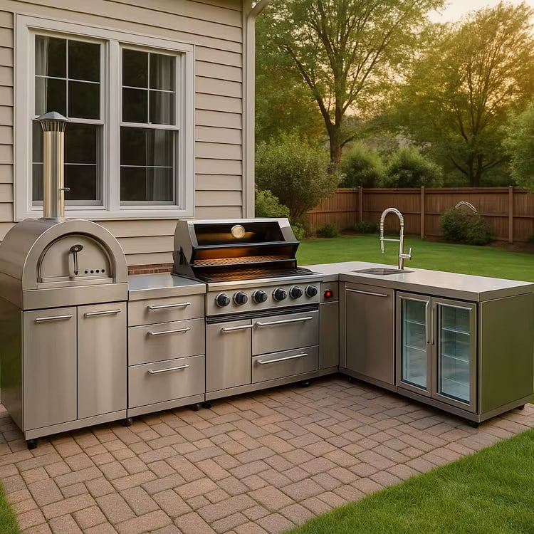Cuisine Extérieure Inox Premium avec Barbecue Intégré