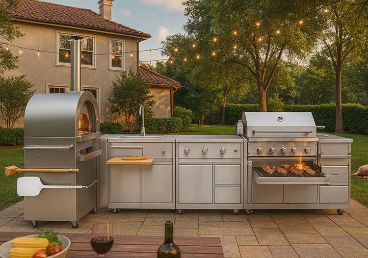 Cuisine Extérieure Inox Premium avec Barbecue Intégré
