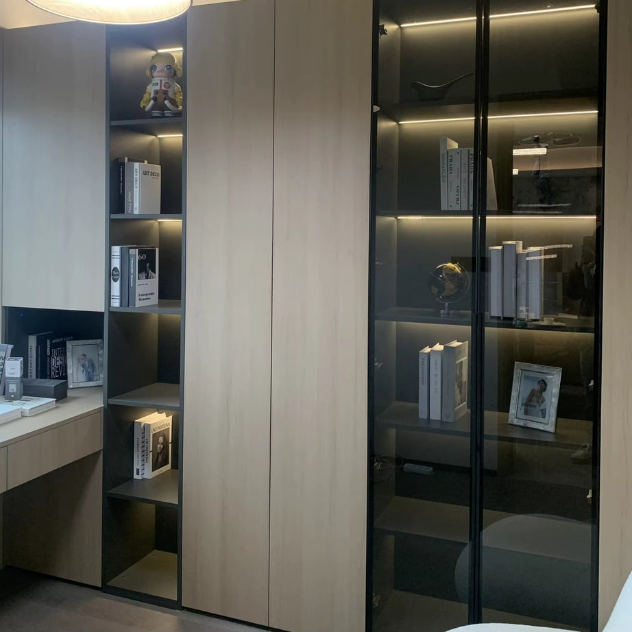 Bibliothèque Murale Modulaire Premium avec Éclairage LED
