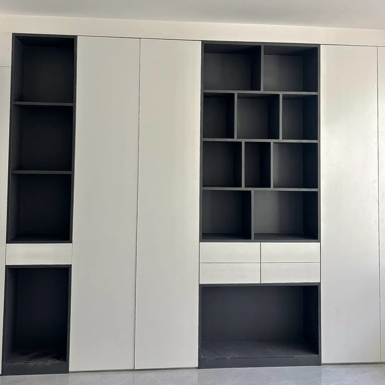 Bibliothèque Murale Modulaire Premium avec Éclairage LED