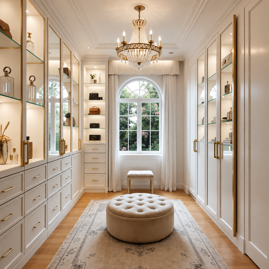 Dressing Luxe Sur Mesure avec Éclairage LED et Rangements Intégrés