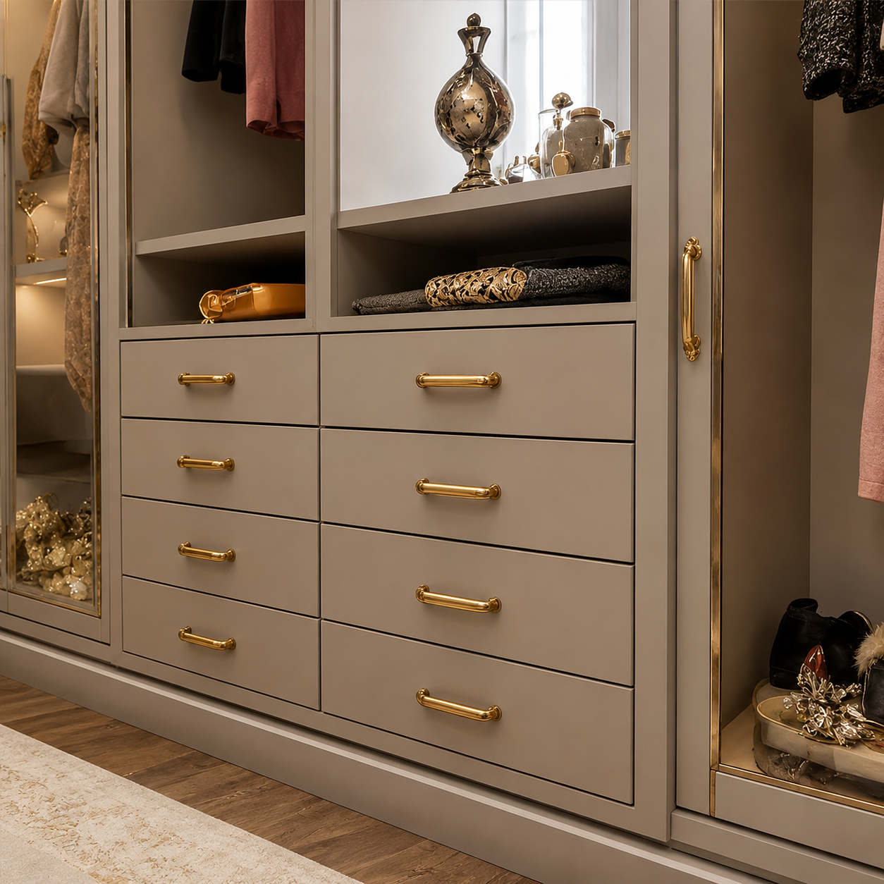 Dressing Luxe Sur Mesure avec Éclairage LED et Rangements Intégrés