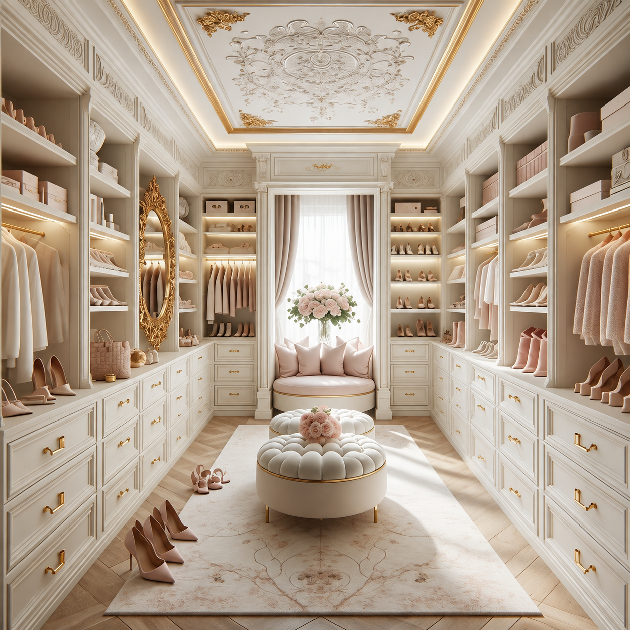 Dressing Luxe Sur Mesure avec Éclairage LED et Rangements Intégrés